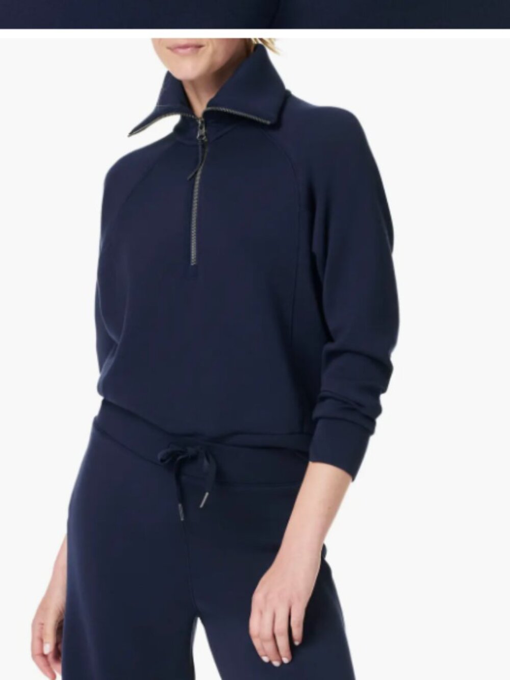 Spanx AirEssentials Half Zip Sweatshirt navy blue s small